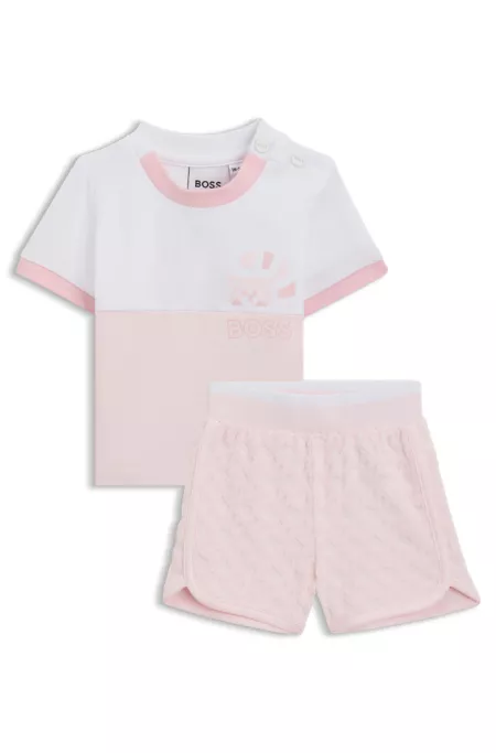 Baby cotton-blend shorts and T-shirt set