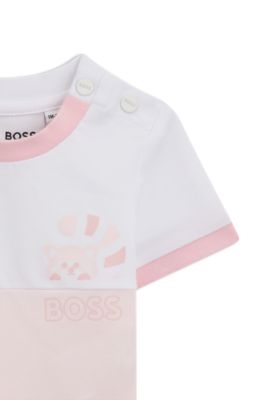 Baby cotton-blend shorts and T-shirt set, light pink