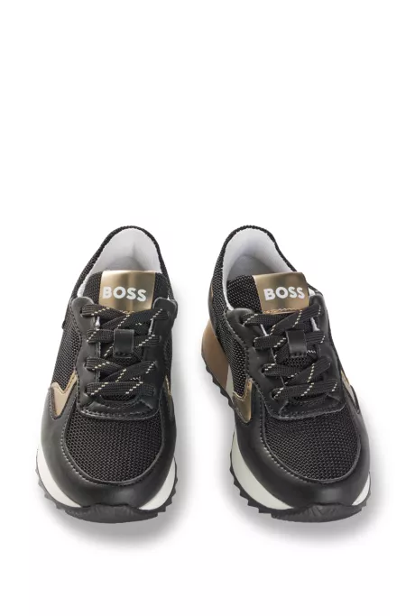 Kids' mixed-material trainers with mesh and leather