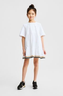 Kids' mixed-material trainers with mesh and leather, Black