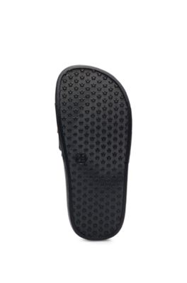 Kids' contrast-logo slides in PVC, Black