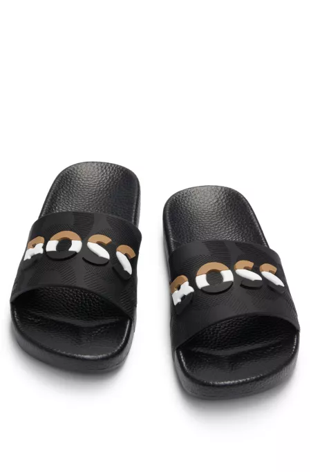 Kids' contrast-logo slides in PVC