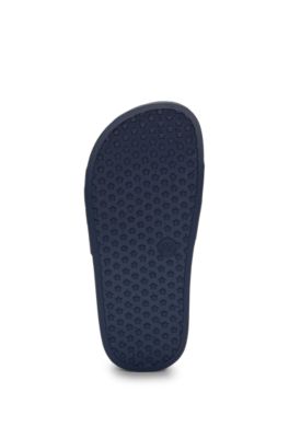Kids' contrast-logo slides in PVC, Dark Blue