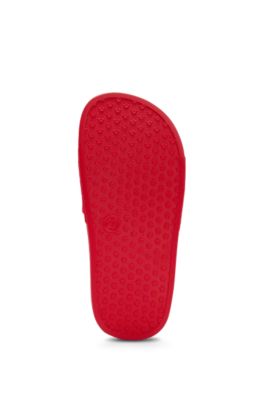 Kids' contrast-logo slides in PVC, Red