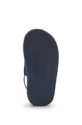 Kids' backstrap slides with branded riptape upper, Dark Blue