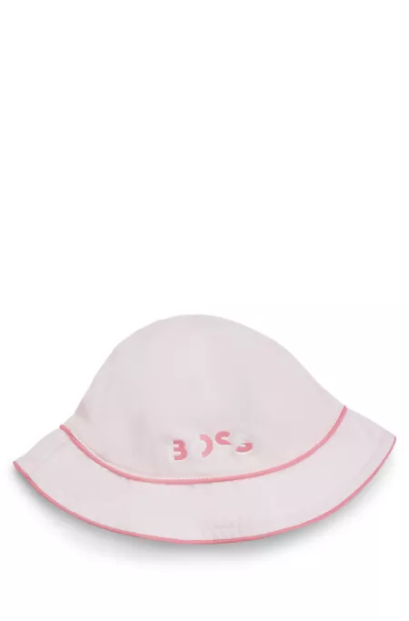 Baby logo-print hat in pink poplin