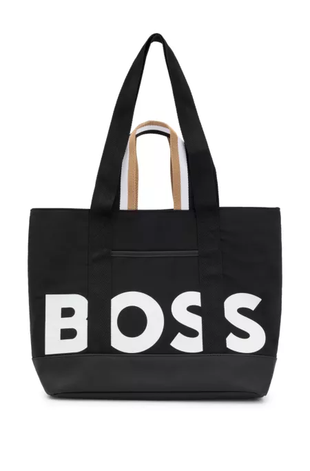 Kids' logo-print shopper bag in cotton twill