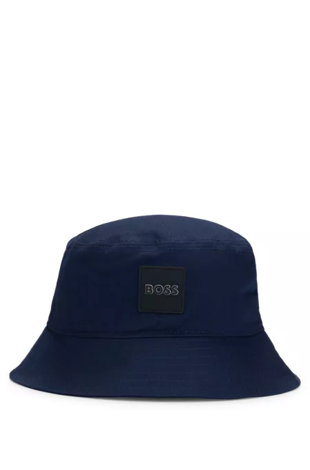Kids' rubber-logo bucket hat in cotton twill