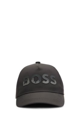 Kids' cotton-twill cap with decorative reflective logo, Black