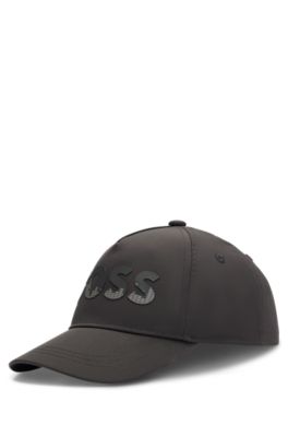 Kids' cotton-twill cap with decorative reflective logo, Black