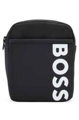 Kids' vertical-logo messenger bag in canvas, Black