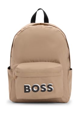 Kids' logo-print backpack in canvas, Brown
