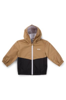 Kids' logo-print windbreaker with waterproof finish, Brown