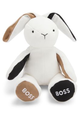 Branded faux-fur cuddly bunny for babies, White