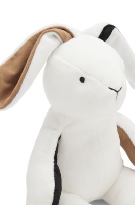 Branded plush faux-fur bunny for babies, White