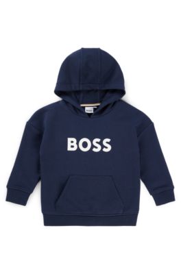 Kids' contrast-logo hoodie in a loose fit, Dark Blue