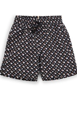 Kids' monogram swim shorts in quick-drying fabric, Patterned