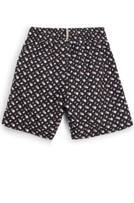 Kids' monogram swim shorts in quick-drying fabric, Patterned