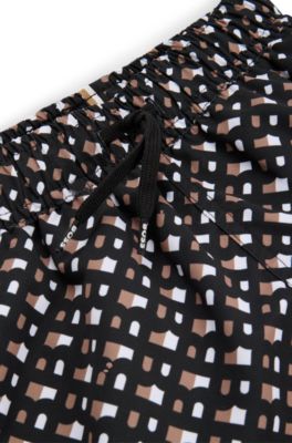 Kids' monogram swim shorts in quick-drying fabric, Patterned