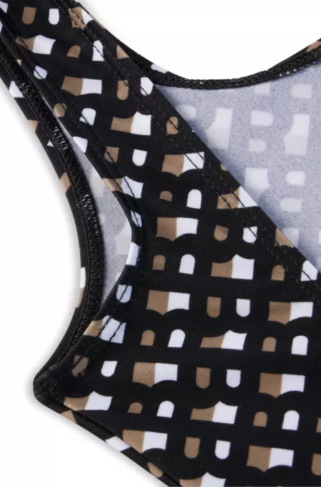 Kids' monogram-pattern swimsuit with low back