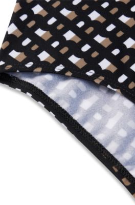 Kids' monogram-pattern swimsuit with low back, Patterned