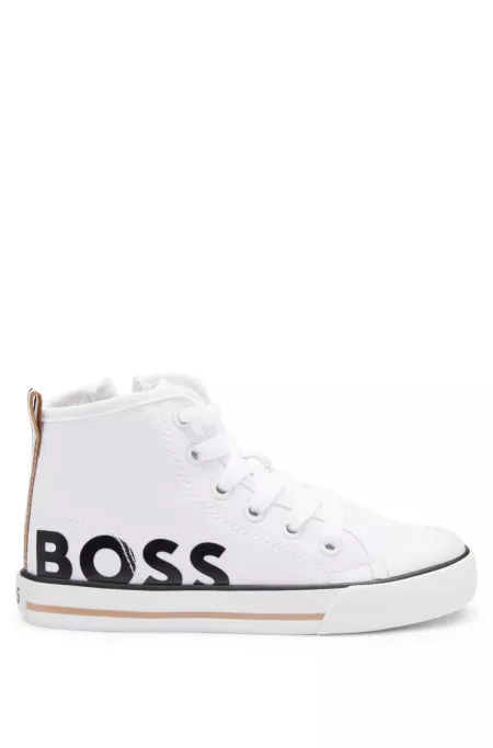 Kids' logo-print high-top trainers in canvas