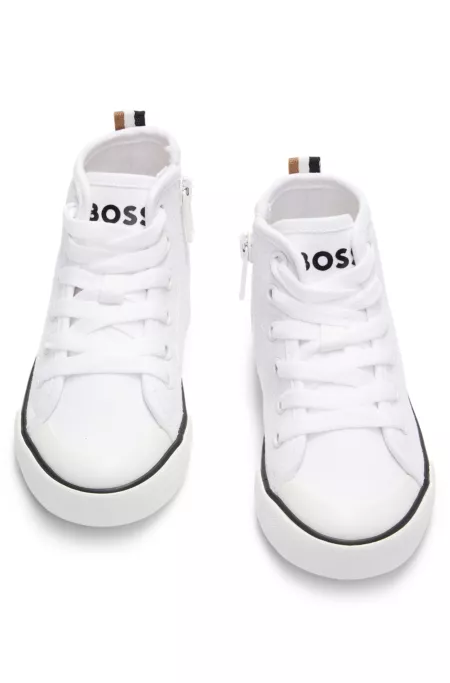 Kids' logo-print high-top trainers in canvas