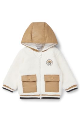 Baby tracksuit jacket with red-panda logo badge, Blanco