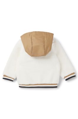Baby tracksuit jacket with red-panda logo badge, Blanco