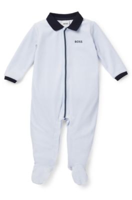 Pijama integral de terciopelo para beb&eacute; en caja de regalo, Celeste