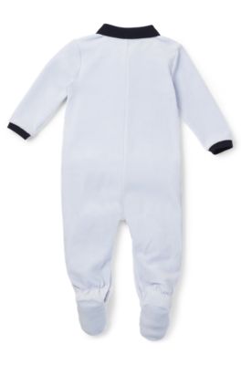 Pijama integral de terciopelo para beb&eacute; en caja de regalo, Celeste