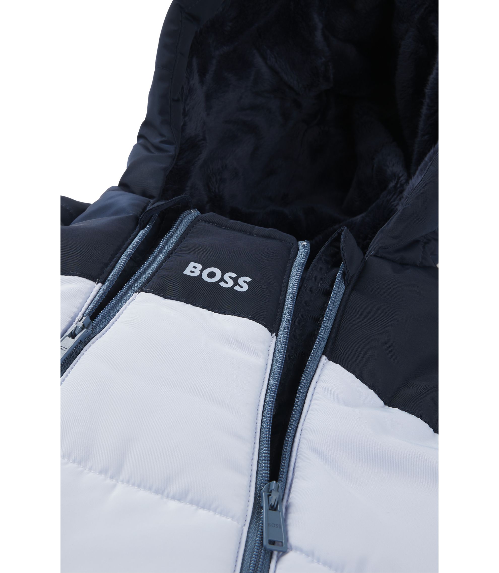 BOSS Baby snowsuit with faux-fur lining and logo details Light