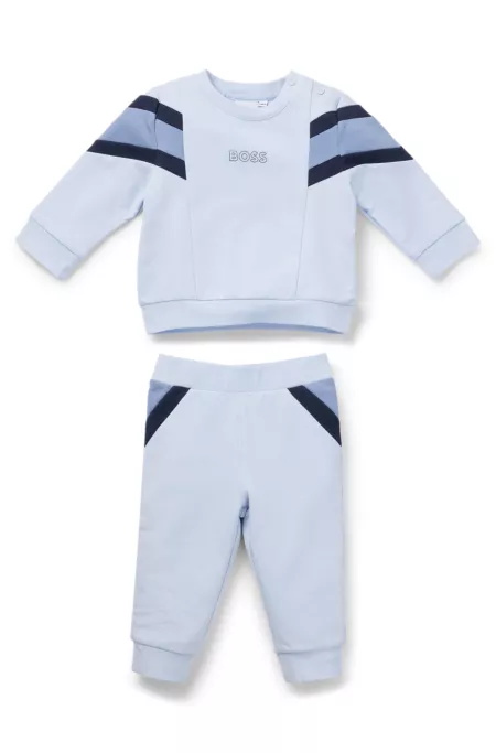 Baby tracksuit in stretch cotton with logo prints