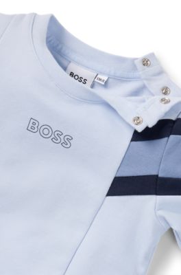 Ch&aacute;ndal para beb&eacute; en algod&oacute;n el&aacute;stico con logos estampados, Celeste
