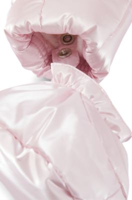 Baby snowsuit in pearlescent fabric with detachable booties, light pink