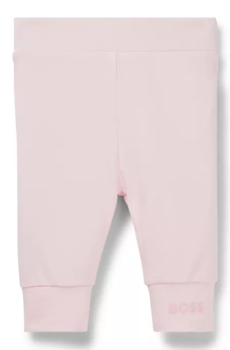Baby leggings in stretch cotton with logo-print hem