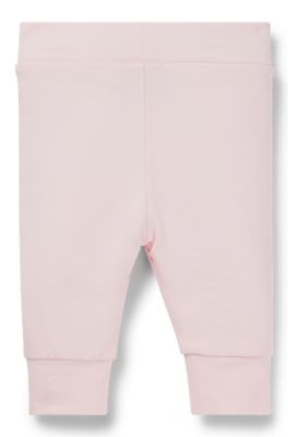 Baby leggings in stretch cotton with logo-print hem, light pink