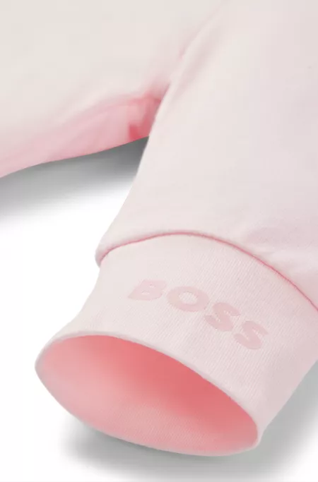 Baby leggings in stretch cotton with logo-print hem