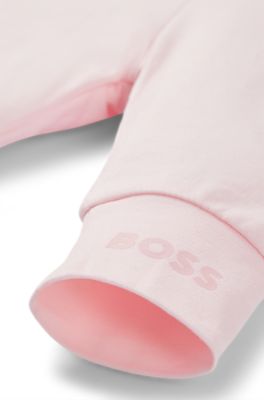 Leggings para beb&eacute; en algod&oacute;n el&aacute;stico con logo estampado en el dobladillo, Rosa claro