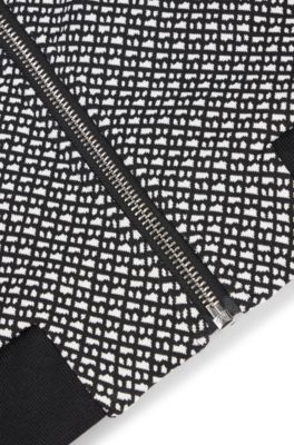 Kids' zip-up cardigan with monogram front, Black