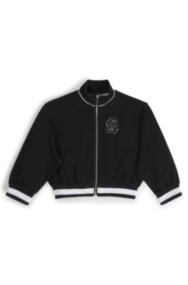 C&aacute;rdigan para ni&ntilde;os con cremallera y monograma Double B, Negro