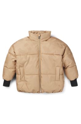 Kids' padded jacket with all-over monograms, Brown