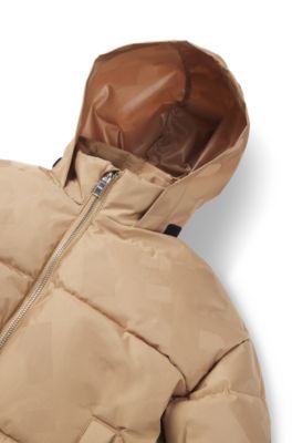 Kids' padded jacket with all-over monograms, Brown