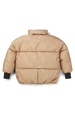 Chaqueta acolchada para ni&ntilde;os adornada con monogramas, Marr&oacute;n