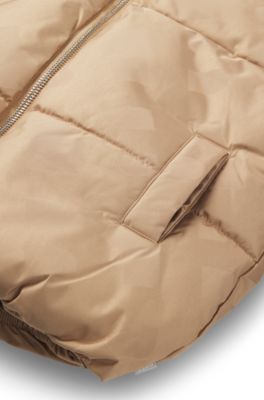 Kids' padded jacket with all-over monograms, Brown