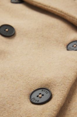 Kids' double-breasted coat with printed lining, Brown