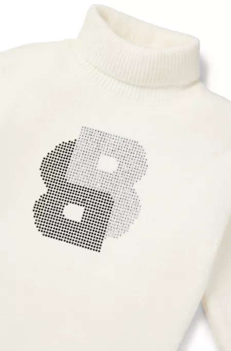 Kids' rollneck sweater dress with rhinestone Double B monogram