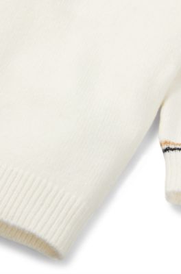 Vestido de punto para ni&ntilde;os con cuello vuelto y monograma Double B de estr&aacute;s, Blanco