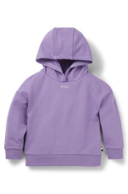 Sudadera con capucha oversize fit con logo bordado para ni&ntilde;os, Lila
