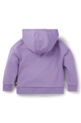 Sudadera con capucha oversize fit con logo bordado para ni&ntilde;os, Lila